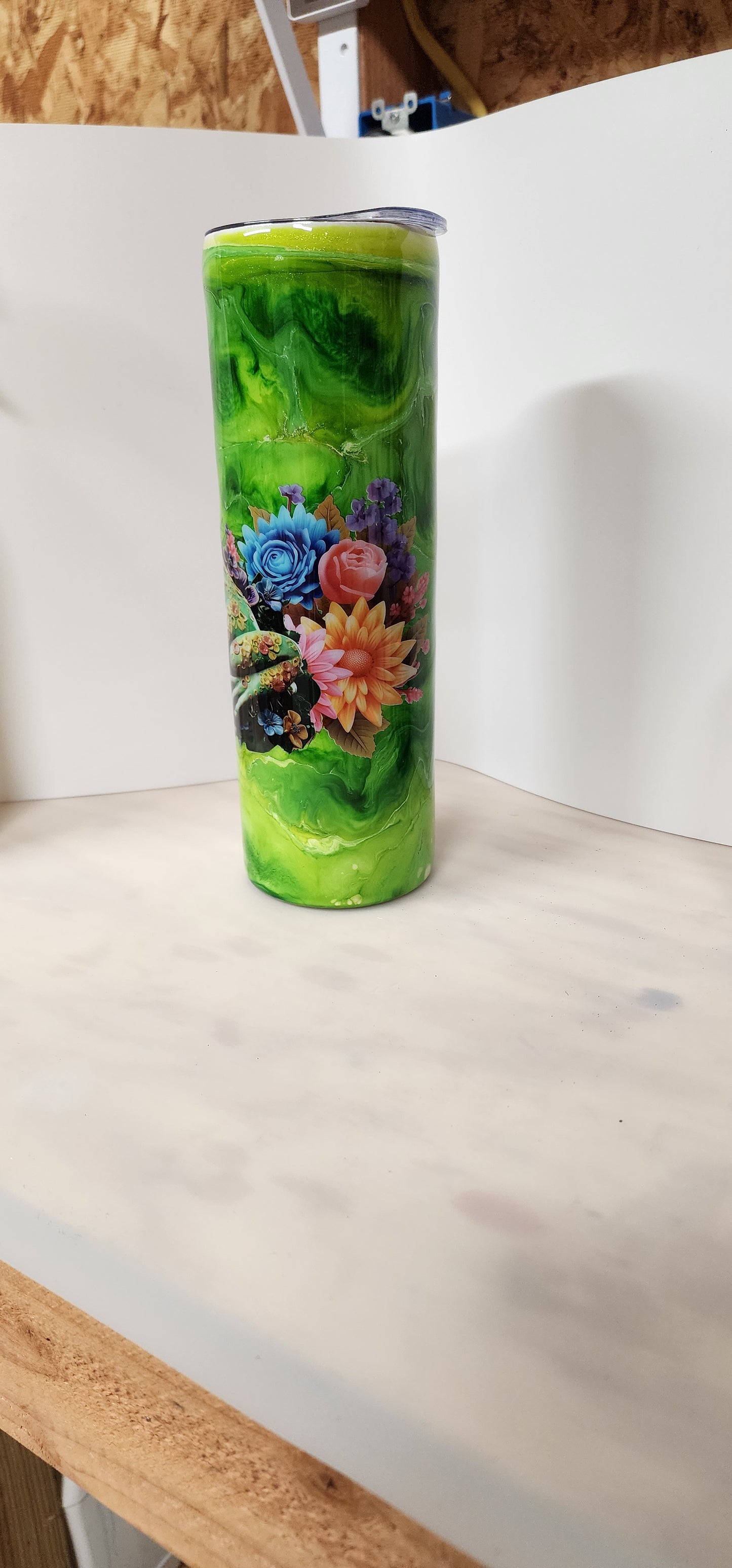 30z Frog and Flowers Stainless Steel insulated Tumbler