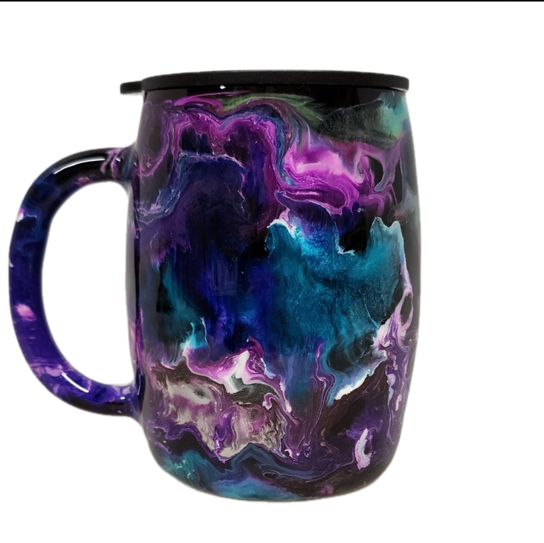 14oz Custom Galaxy Inspired Stainless Steel Coffee Cup with lid